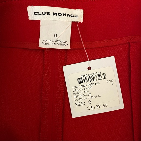 NWT Club Monaco Cecilia Shorts - red, size 0 - Picture 5 of 10